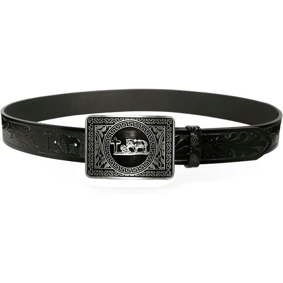 Women\'s Asian Style Religion Cross Kneeling Prayer And Horse Design Belt Buckles main image 7